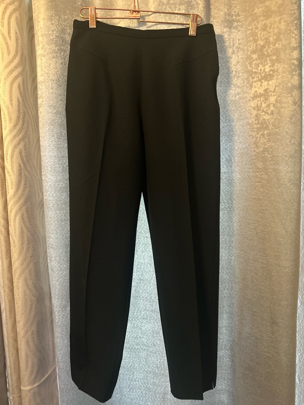 Prada Vintage Black Side Zip Minimalist Cropped Pants Stretch Sz 8 Quiet Luxury